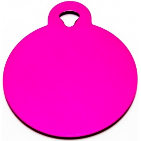 Engraved Large Pink Circle Dog Tag - Cat Tag